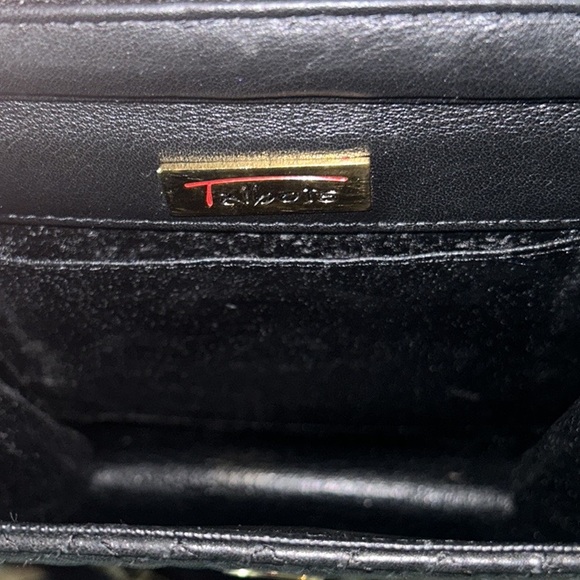 Talbots Black Leather Quilted Gold Chain Strap Tassel Crossbody Bag - Picture 14 of 16